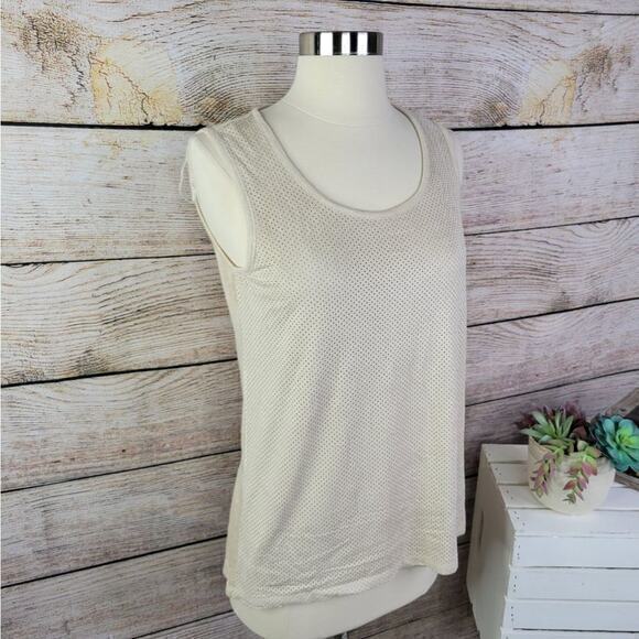 NWT Melanie Lyne Athleisure Perforated Front Detail Cream Tank Top‎ Small - Picture 2 of 7